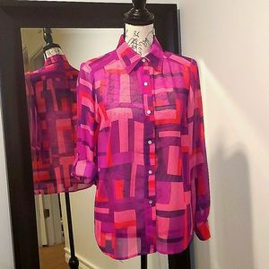 Willi Smith semi shear chiffon shirt, size S